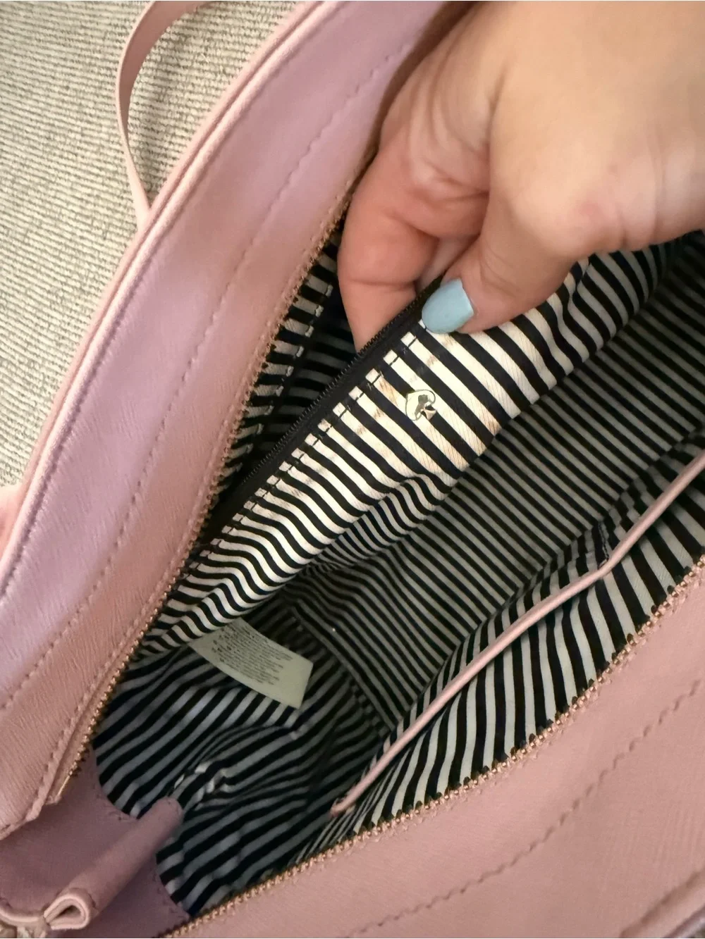 kate spade Blush Pink Perforated Leather Satchel with Crossbody Strap